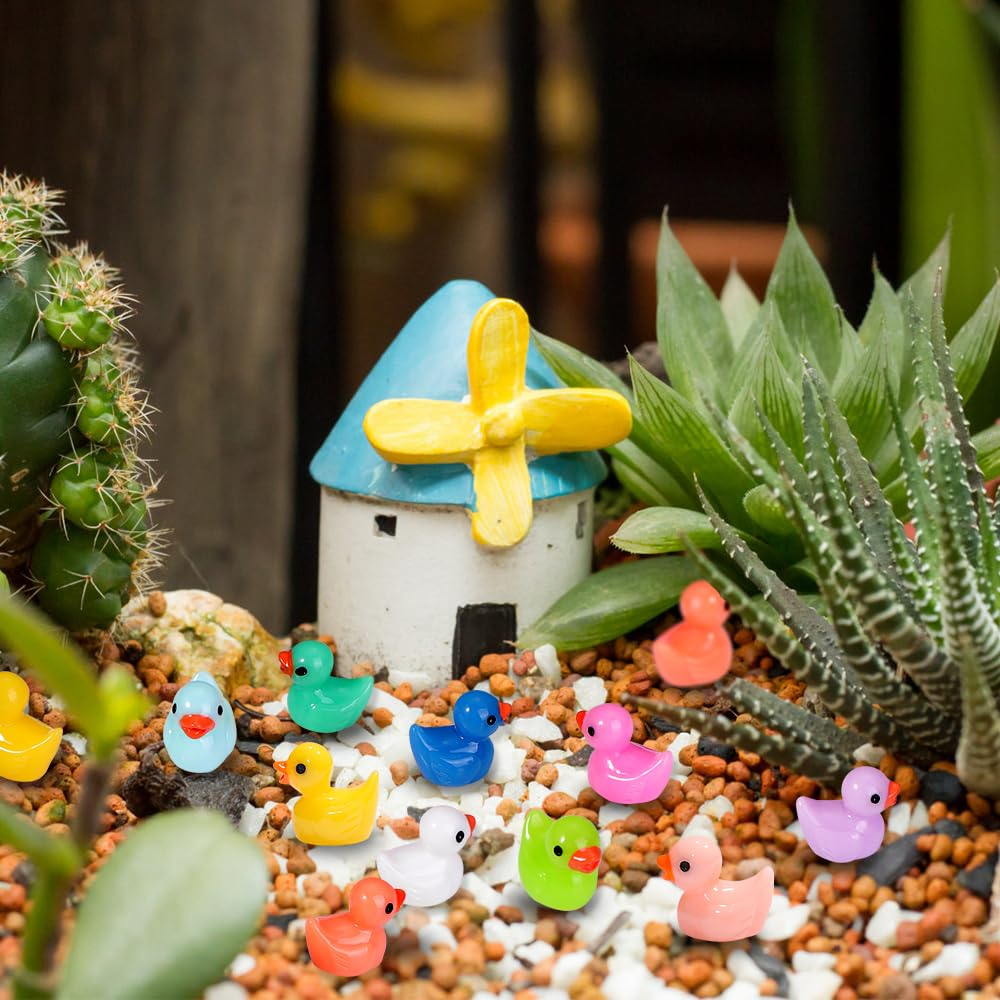 (200er Set) 17mm Miniatur Enten Figuren Garten Deko Bastel Zubehör Mini Entchen - Assortiert