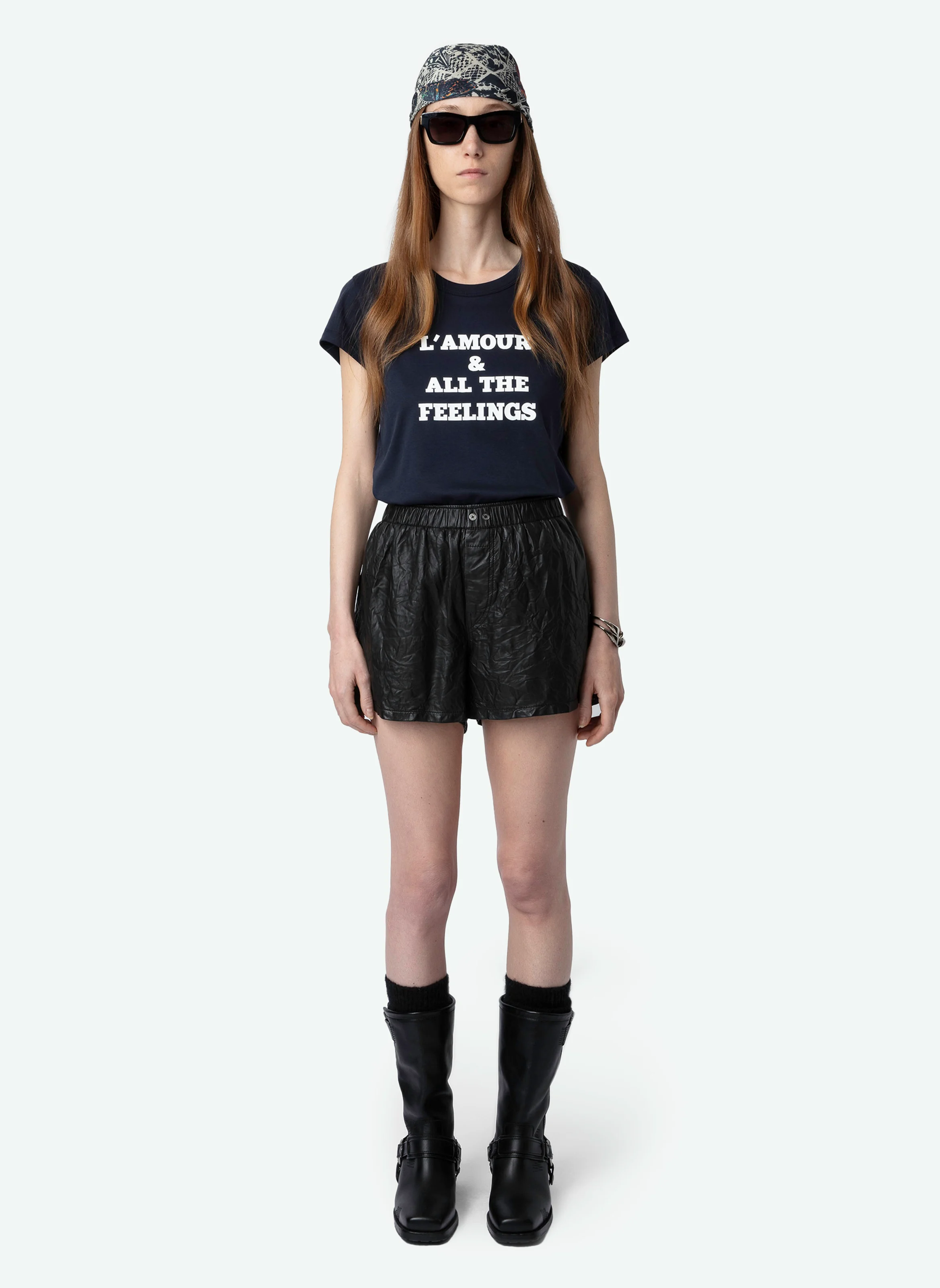 WOOP - Tee-shirt droit col rond en coton bio sérigraphié | Bleu
