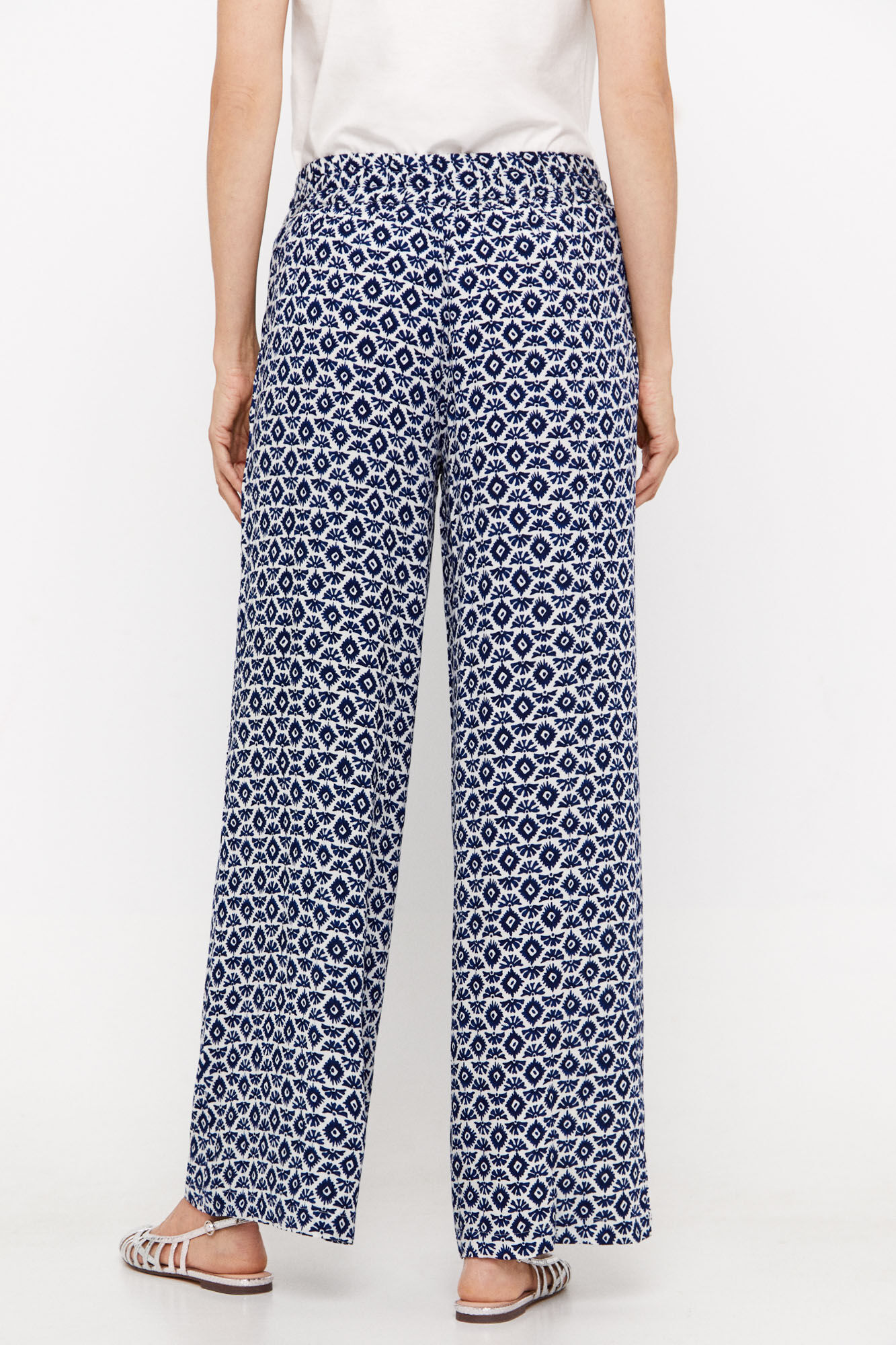 Calças fluidas estampadas - Estampa branca
