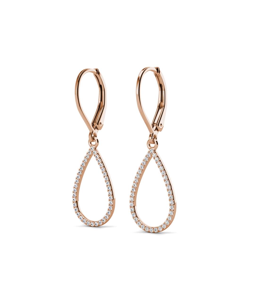 Boucles d'oreilles Laelia Dangling Hoop - Or Rosé et cristal