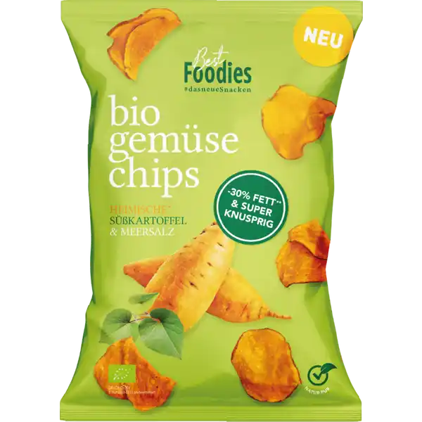 bio gemüse chips, süßkartoffeln mit meersalz
