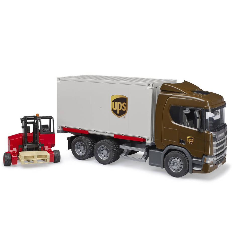 Bruder Scania Super 560R UPS vrachtwagen met vorkheftruck