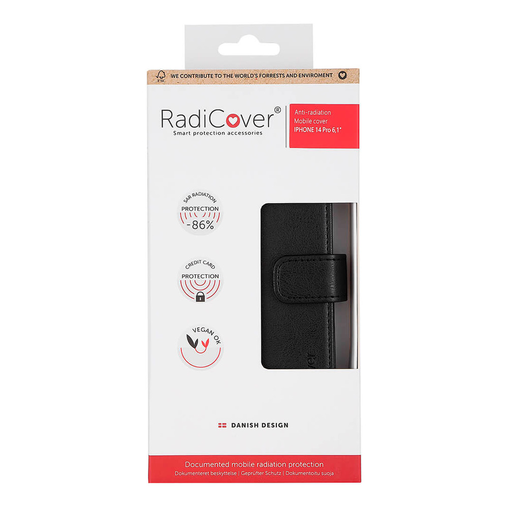 Radicover iPhone 14 Pro Strålingsbeskyttet Flipcover Sort - 1 stk.