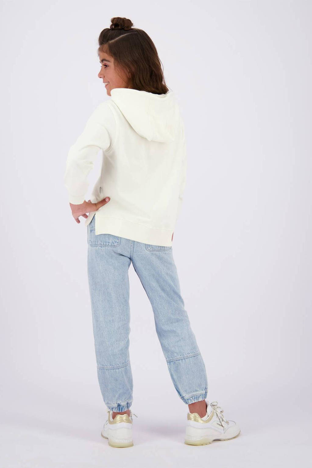 Vingino hoodie Nadien met tekst offwhite/rood