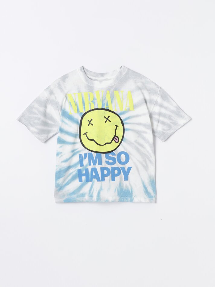Camiseta tie-dye do Nirvana - Azul Claro