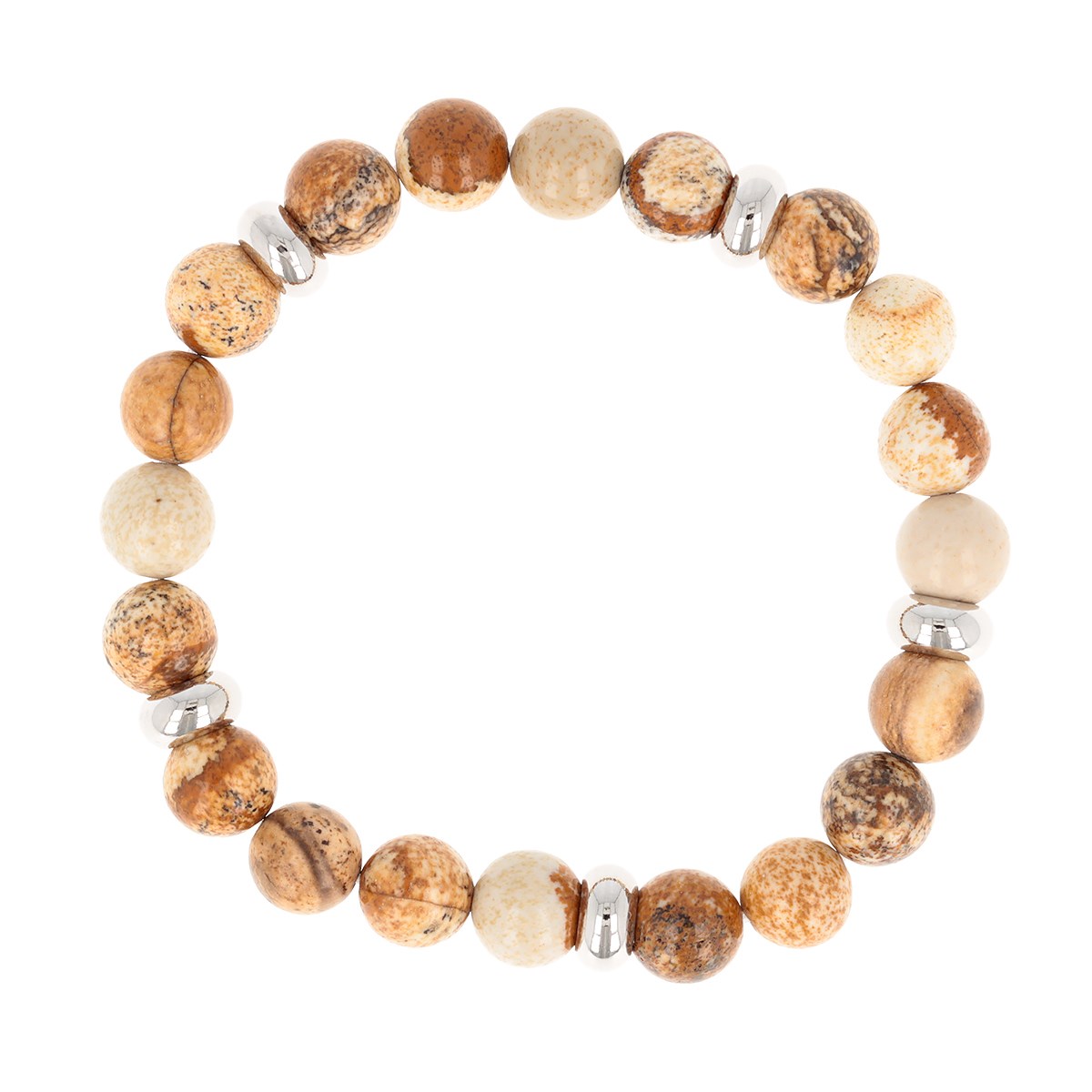 Bracelet élastique 60MM pierre de jaspe séparation en acier