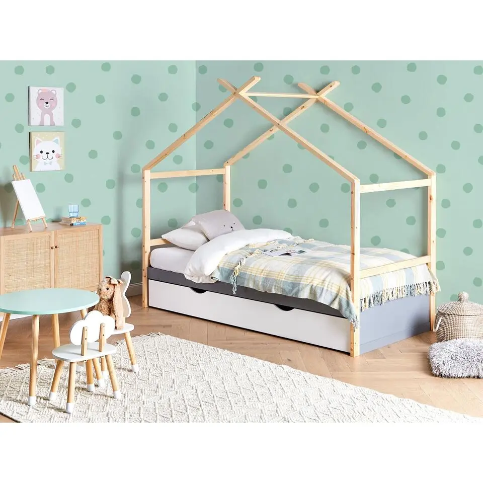 ORGEVAL - Daybed voor kinderen - Grijs - 90 x 200 cm - Grenenhout