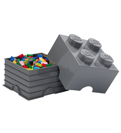 LEGO? Storage Opbevaringsboks - 4 Knopper - 25x25x18 - M?rkegr?