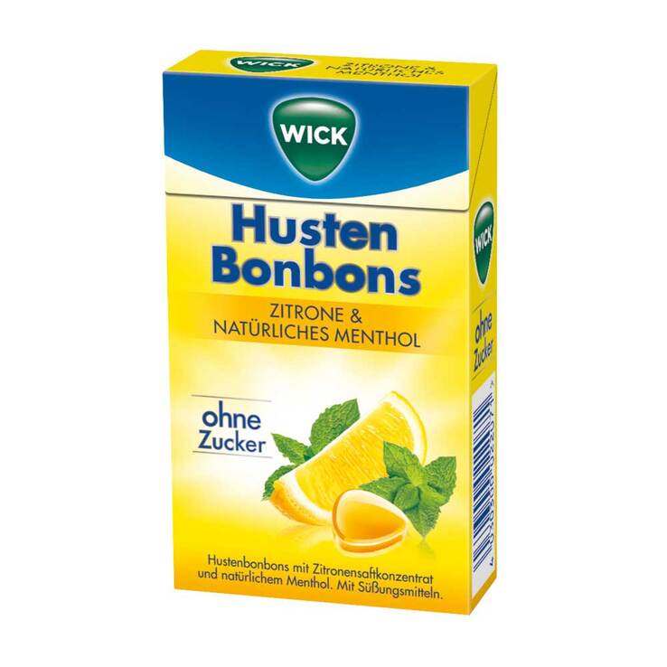 WICK Zitrone & nat.Menthol Bonbons ohne Zucker Clickbox, 46 g