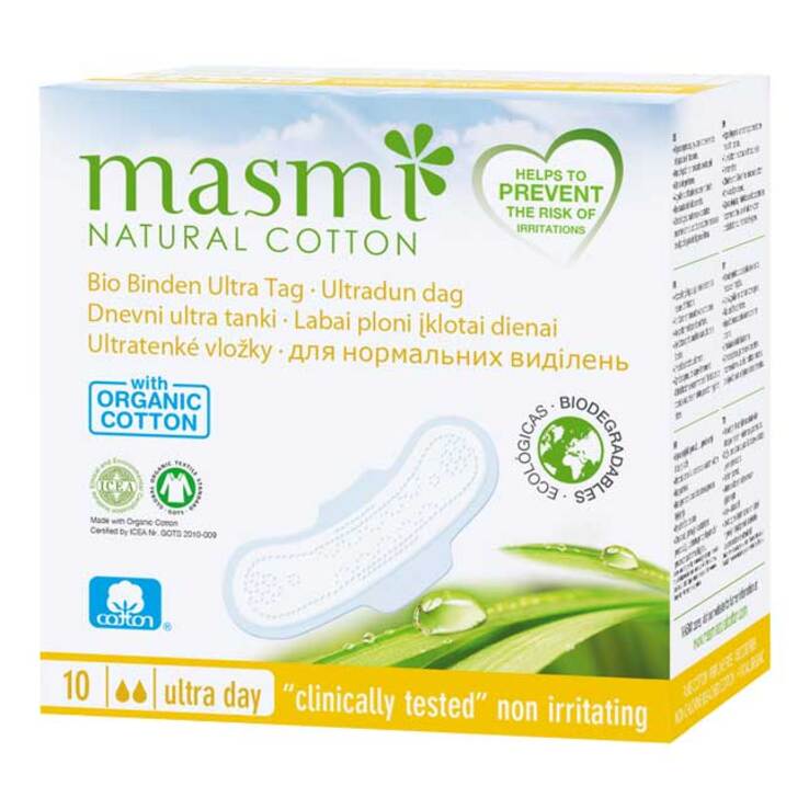 Bio Binden Ultra Tag 100% Bio Baumwolle Masmi, 10 St