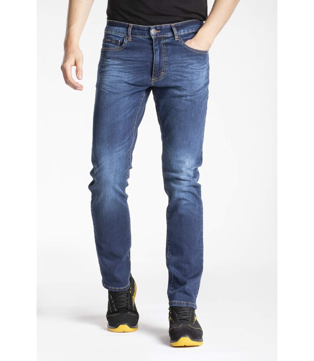 Jeans de travail coupe droite confort denim brossé stretch WORK8 DENIM