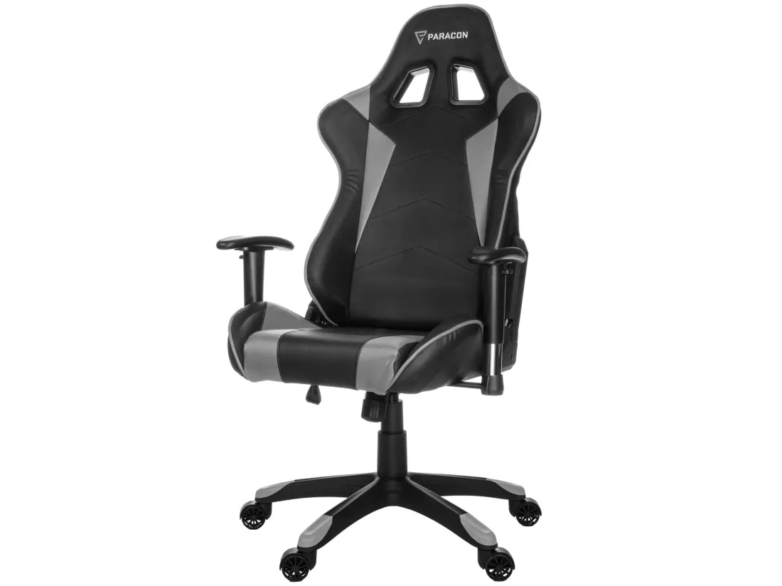 Paracon Knight Fauteuil de gamer avec oreiller cervical et soutien lombaire, gris.