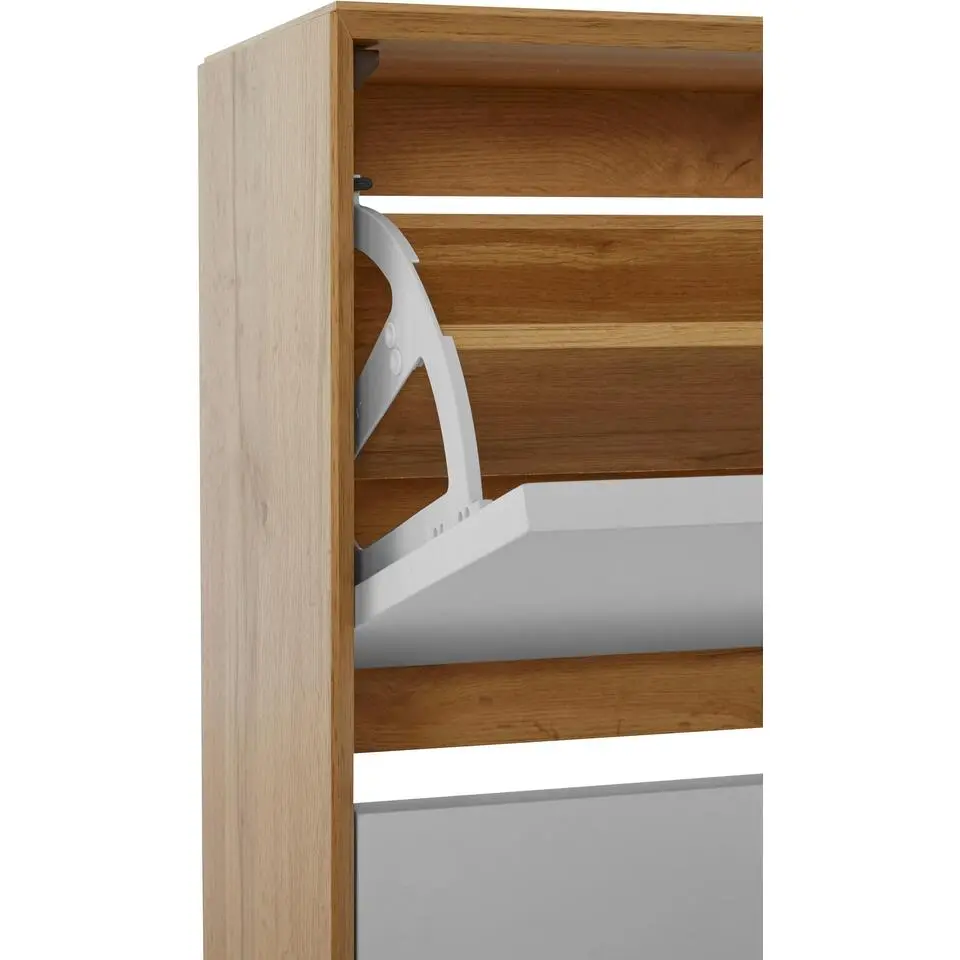 Ezra - Schoenenkast met 2 kleppen in eiken / witte spaanplaat