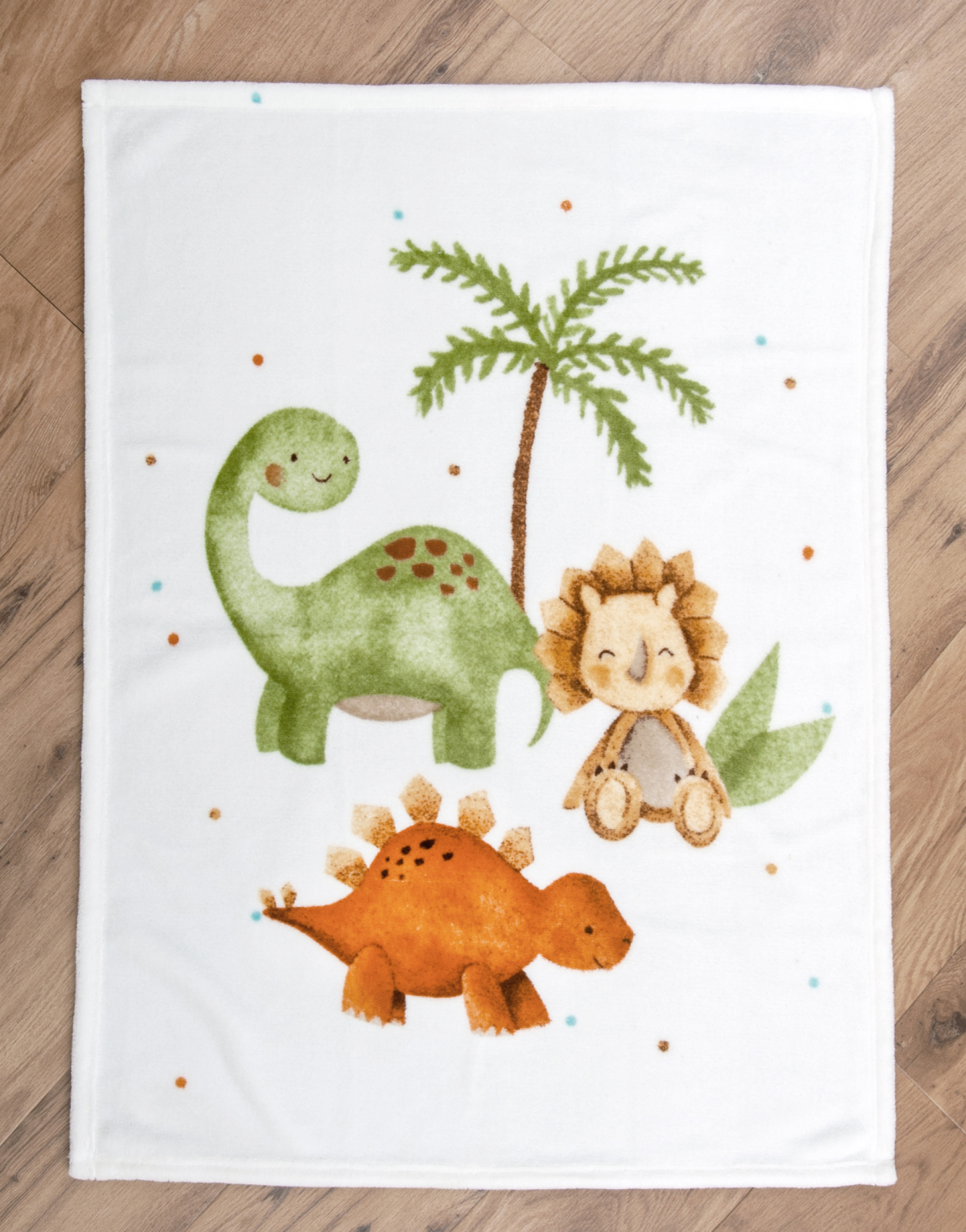 Microfaser-Flauschdecke DINOS - weiß-bunt - 75x100 cm