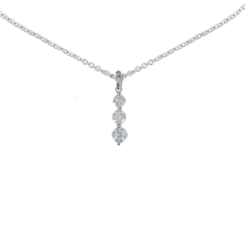 Collier Argent Rhodié Pendentif Trois Strass