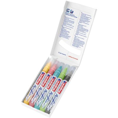 Edding 5100 - Pack de 5 marqueurs acryliques - jaune pastel, vert pastel, bleu pastel, anthracite, mauve