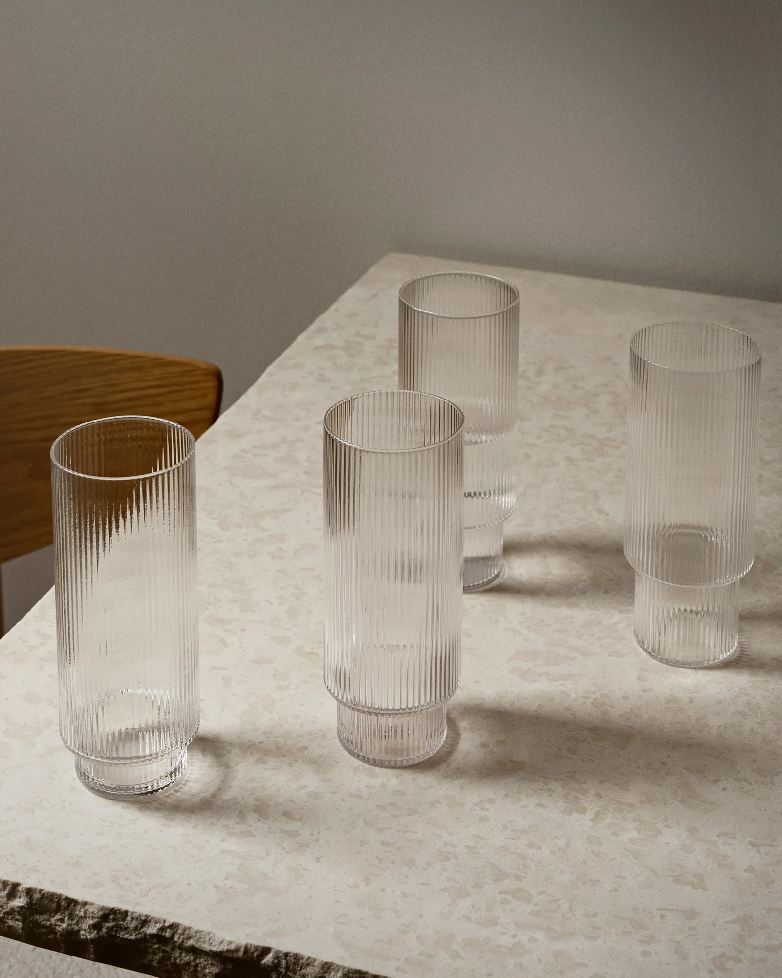 ferm LIVING Ripple Long Drink Glasses - Set of 4