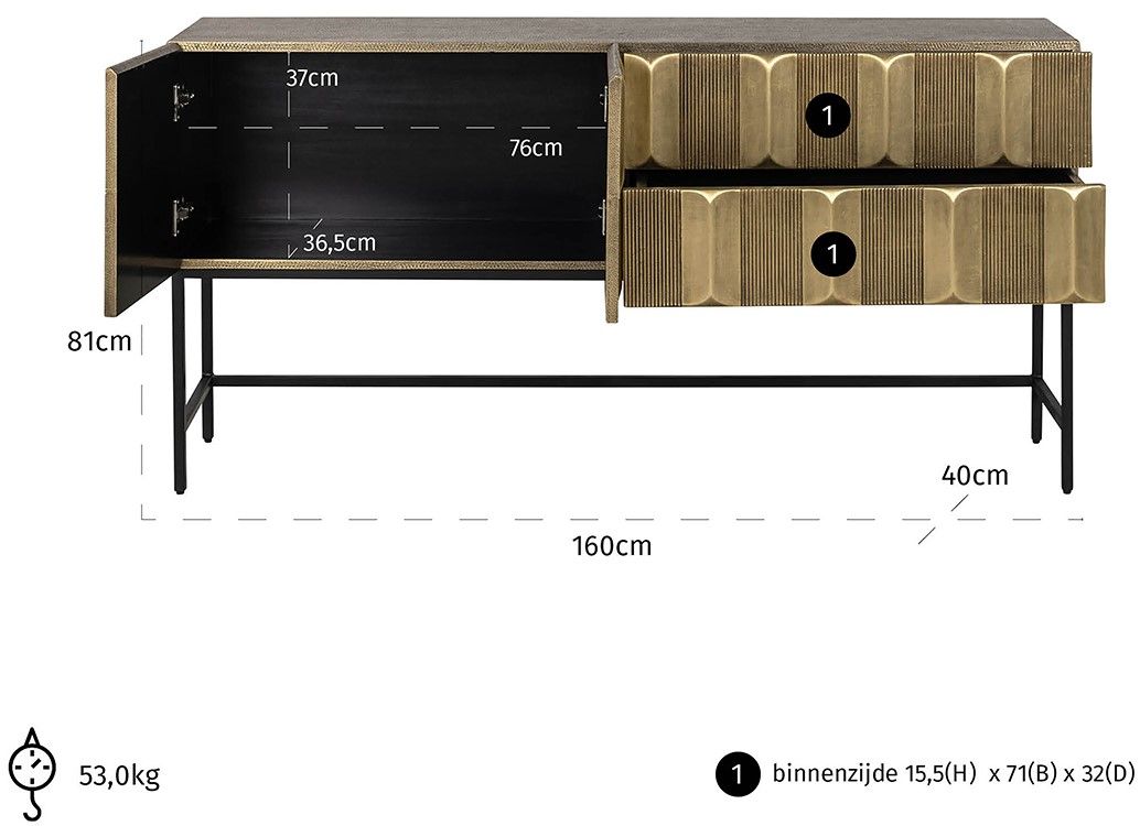 Dressoir 211989 Jaxx B160 x D40 x H80 cm