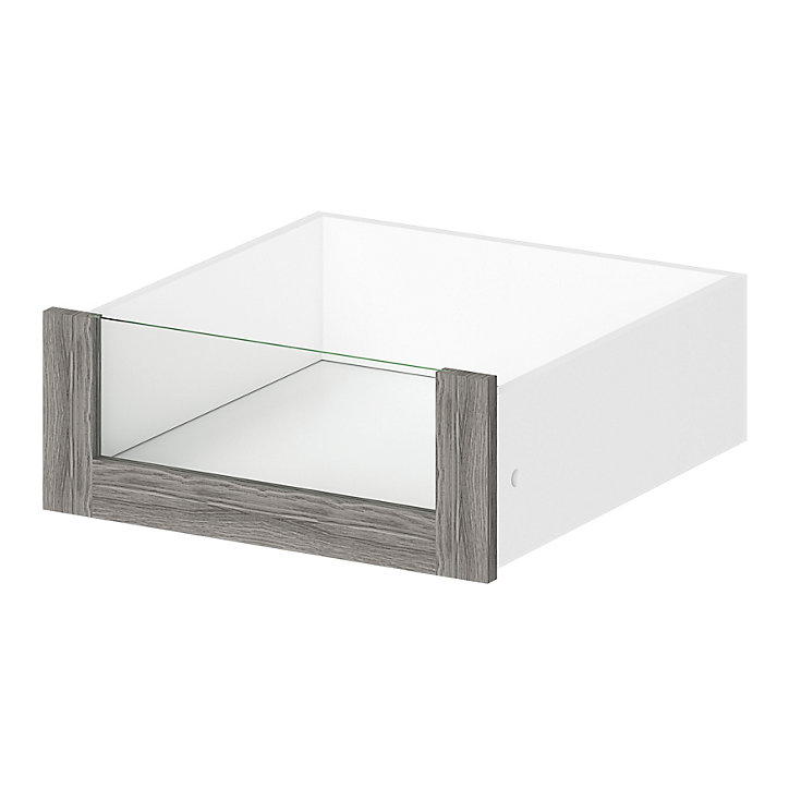 Tiroir intérieur avec façade verre effet chêne grisé GoodHome Atomia H. 17 x L. 43,7 x P. 45 cm