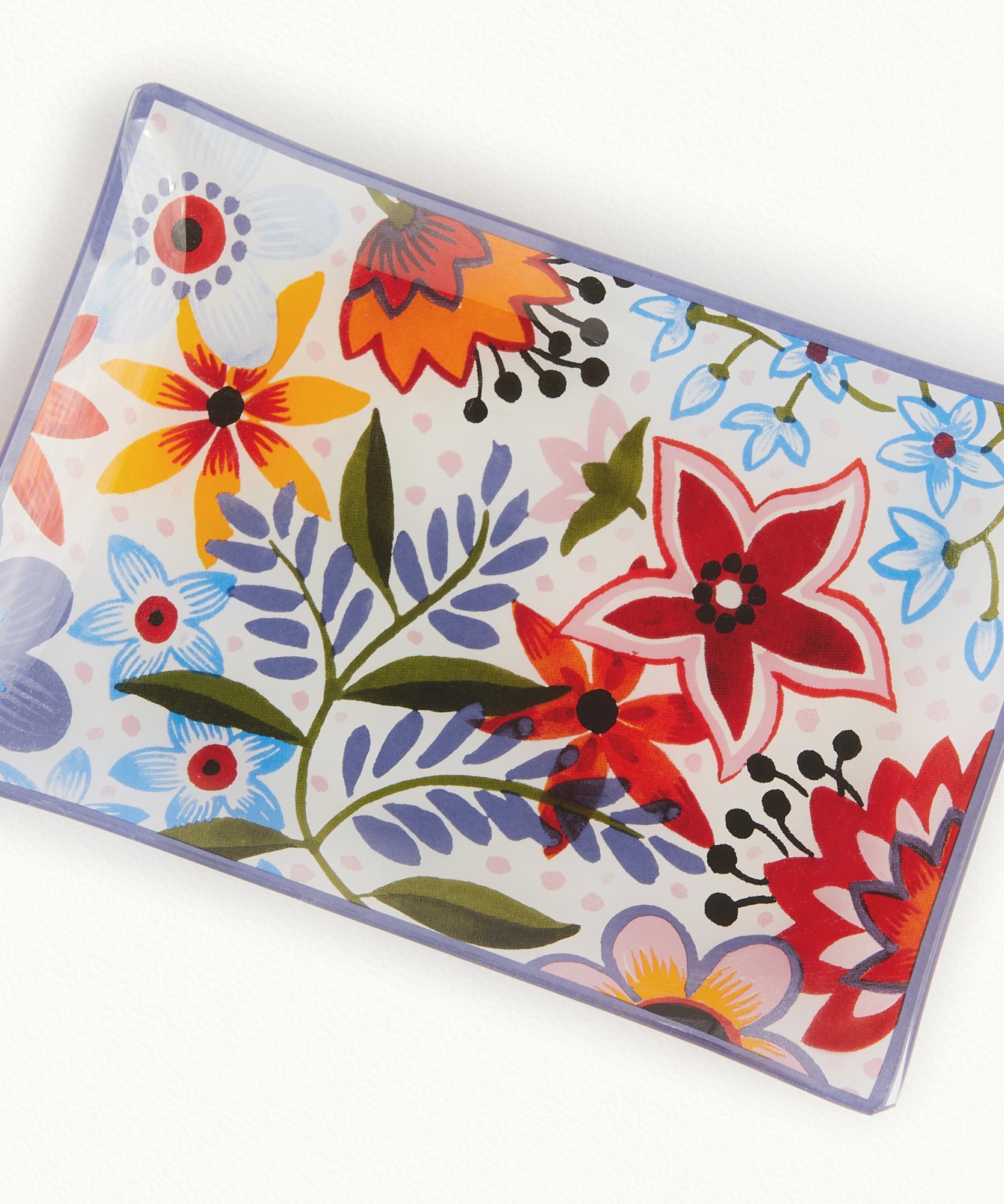 Porte savon Fleurs  Verre décoré - 10 x 14.5 cm