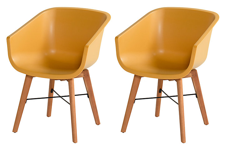 Chaise de jardin en résine Amalia jaune (lot de 2)