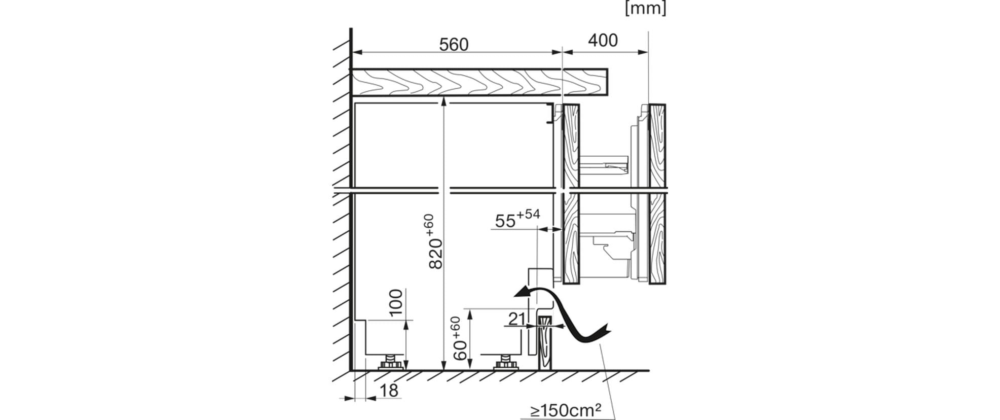 Einbaukühlschrank KU 7030 D<br>Unterbau-Kühlschrank