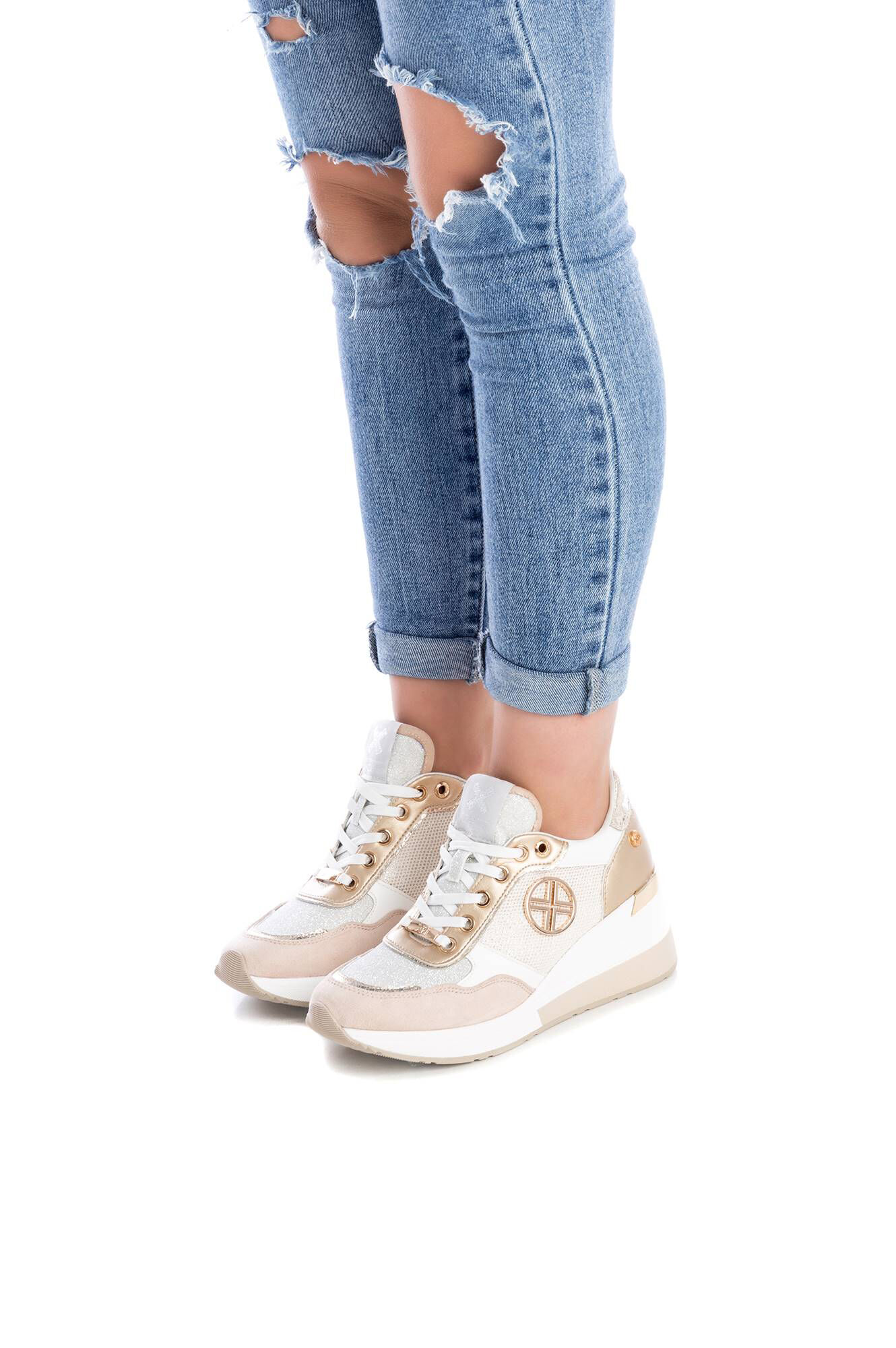 Sapato Sra. Combinação Têxtil Branco - Branco