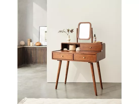 Bureau en mindi massif finition noyer