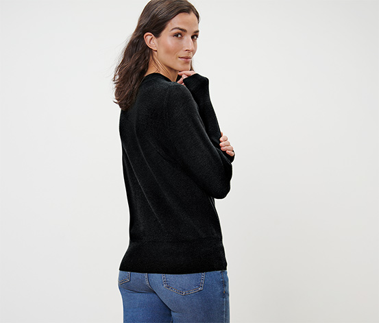 Feinstrickpullover, schwarz