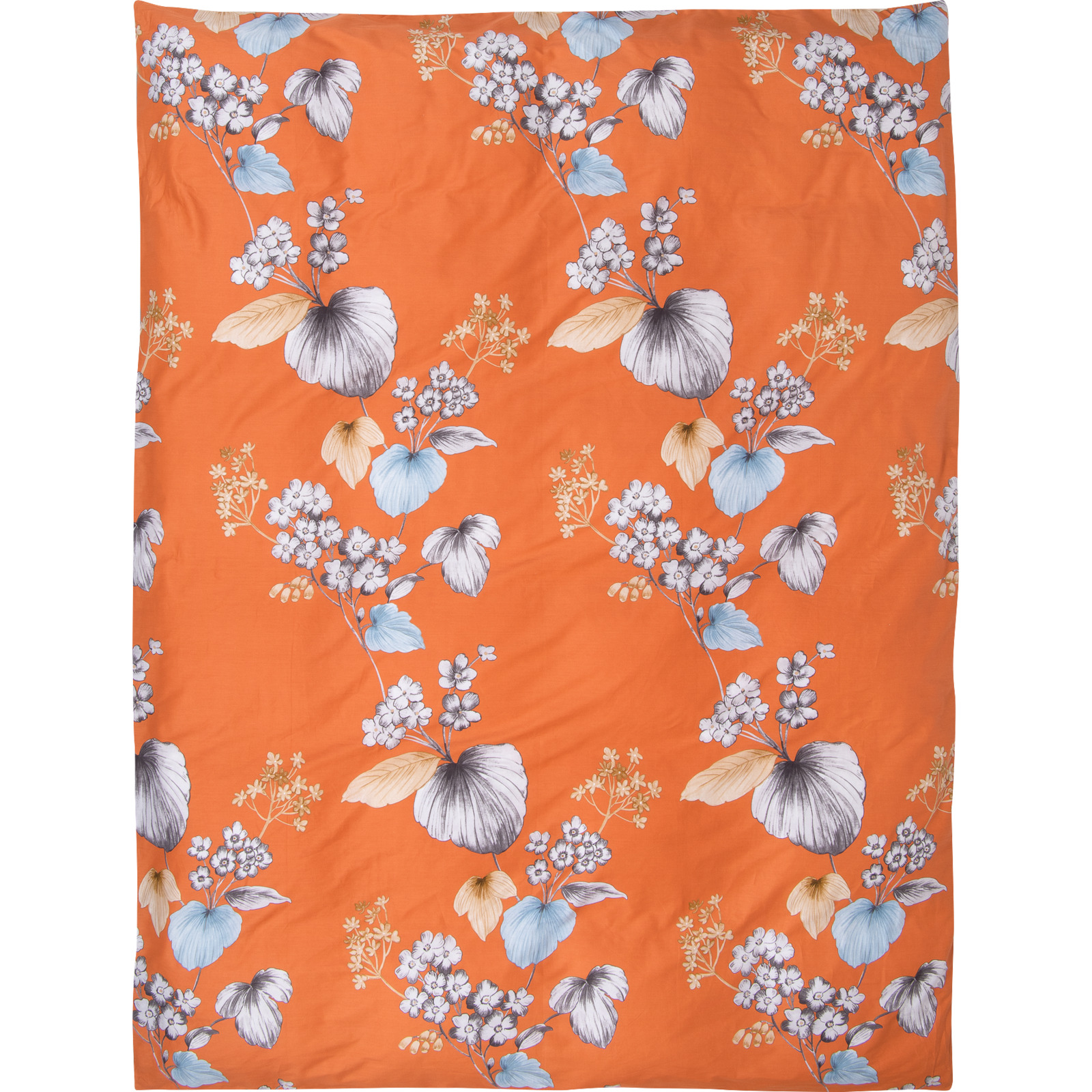 Bettwäsche orange mit Blüten und Blätter
