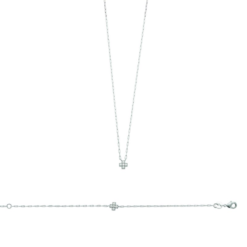 Collier Femme - Argent 925 - Oxyde de zirconium - Longueur : 45 cm