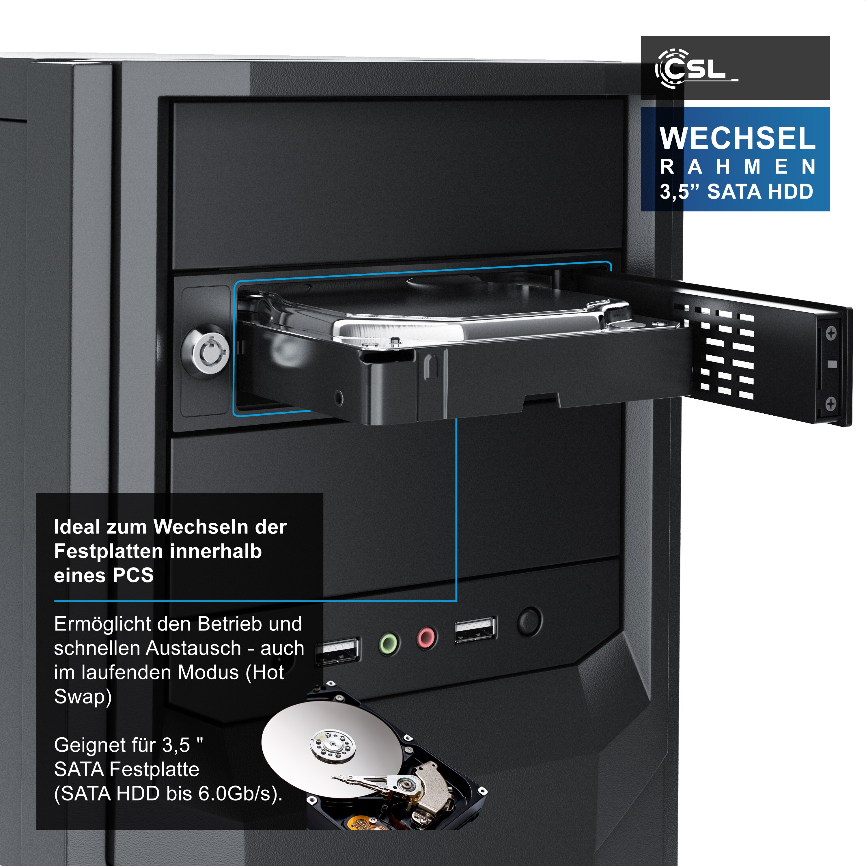 CSL Festplatten-Wechselrahmen, 5,25