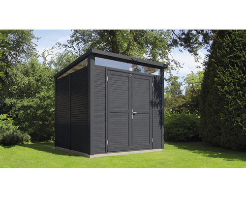 Bertilo Woodline tuinhuis met lessenaarsdak en vloer, 226 x 240 cm, antraciet