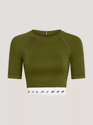 Top esportivo cropped sem costura e de corte justo