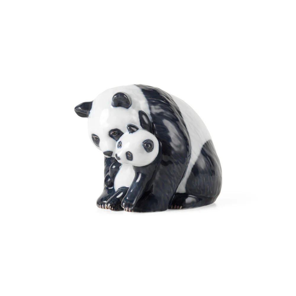 Royal Copenhagen  Panda med Unge figur - H13 cm.
