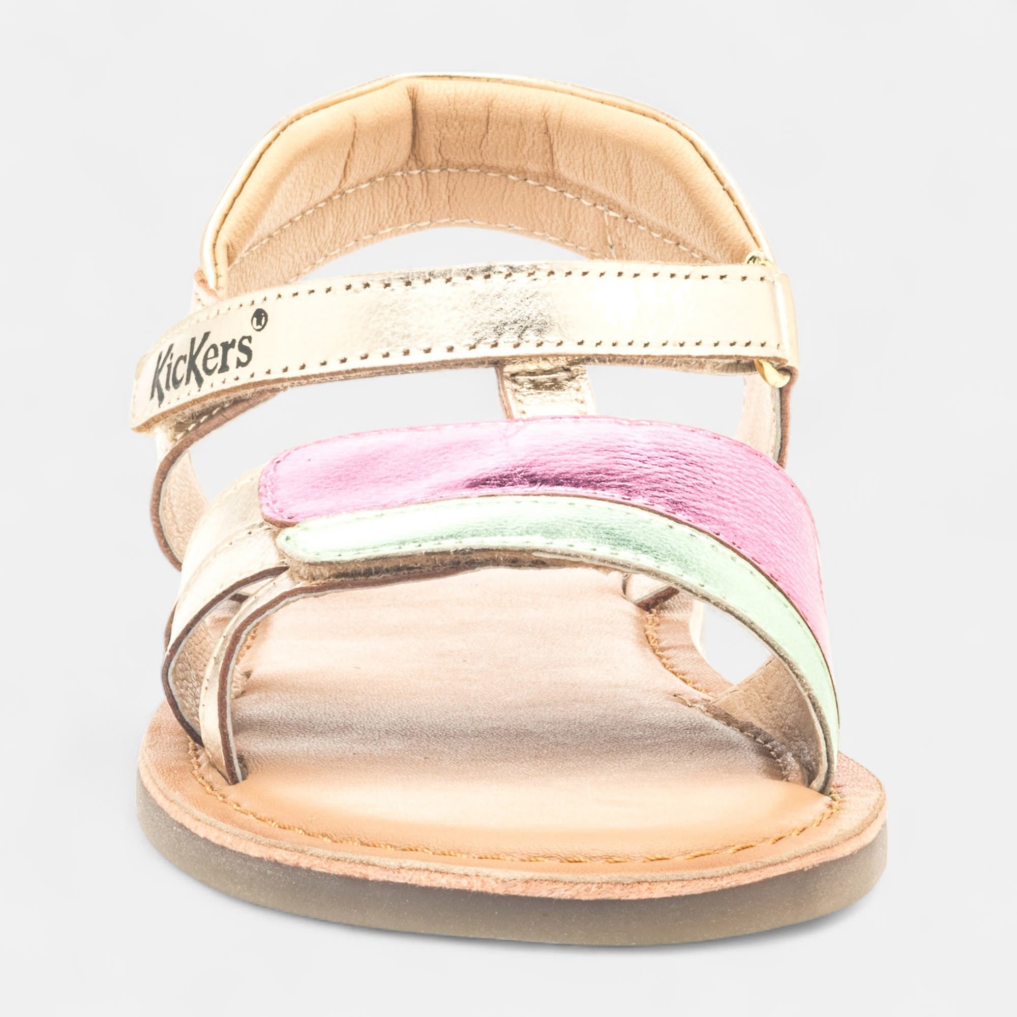 Nu-pieds Fille en cuir or