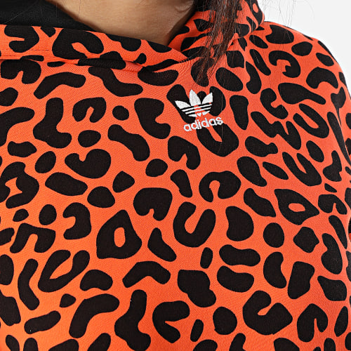 Sweat Capuche Léopard Femme HC4476 Orange Noir