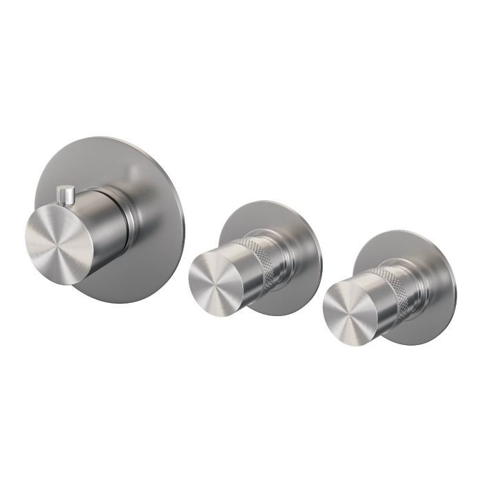 Brauer Brushed Edition inbouw badkraan met badvulcombinatie en staafhanddouche RVS geborsteld PVD