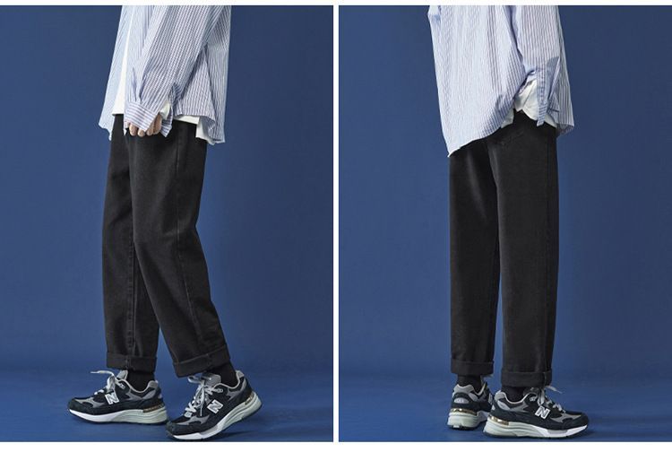 Obikan - Mid Waist Washed Straight Leg Jeans
