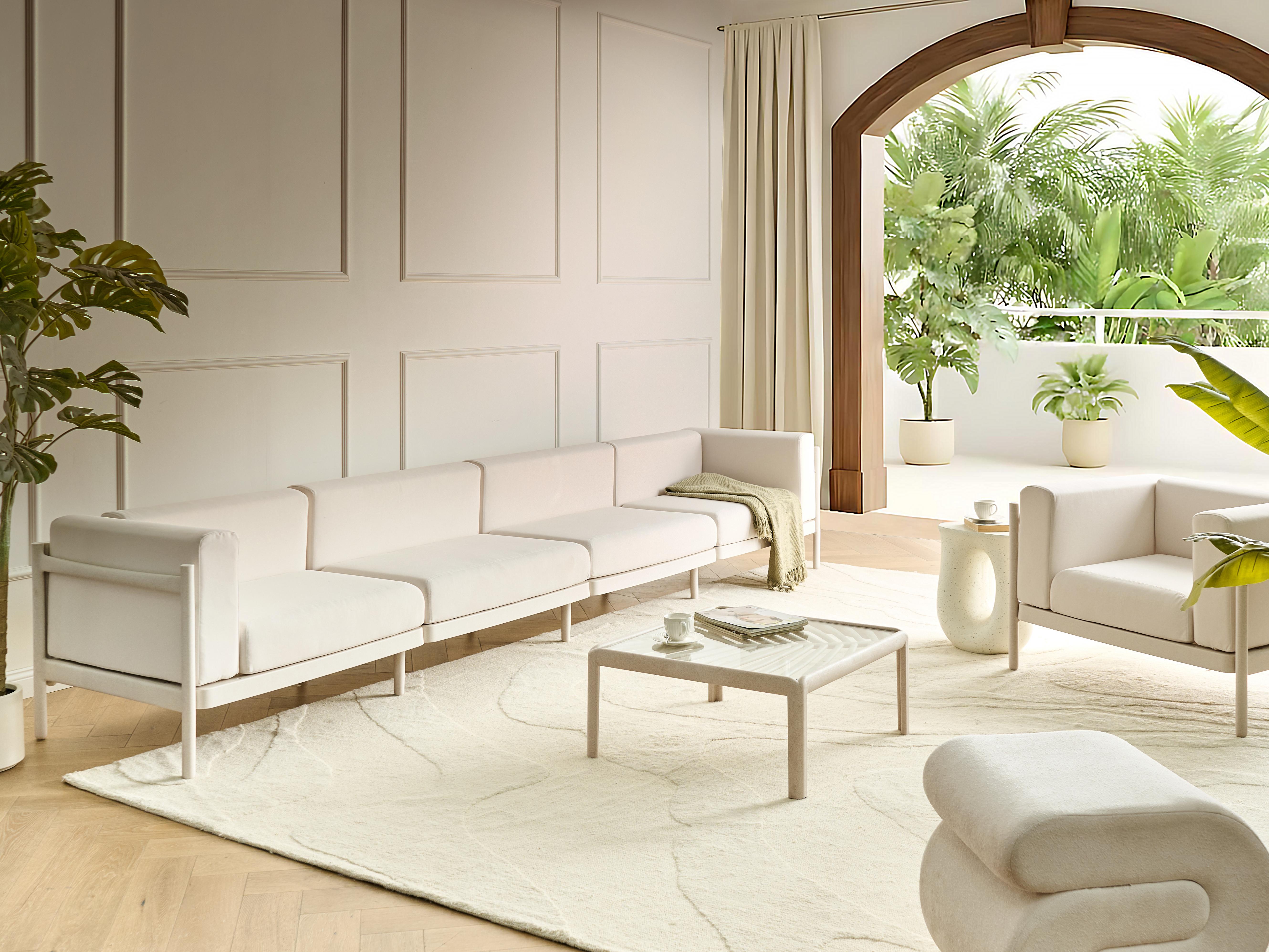 Tuin loungebank 4-zits FERRETTI Lichtbeige