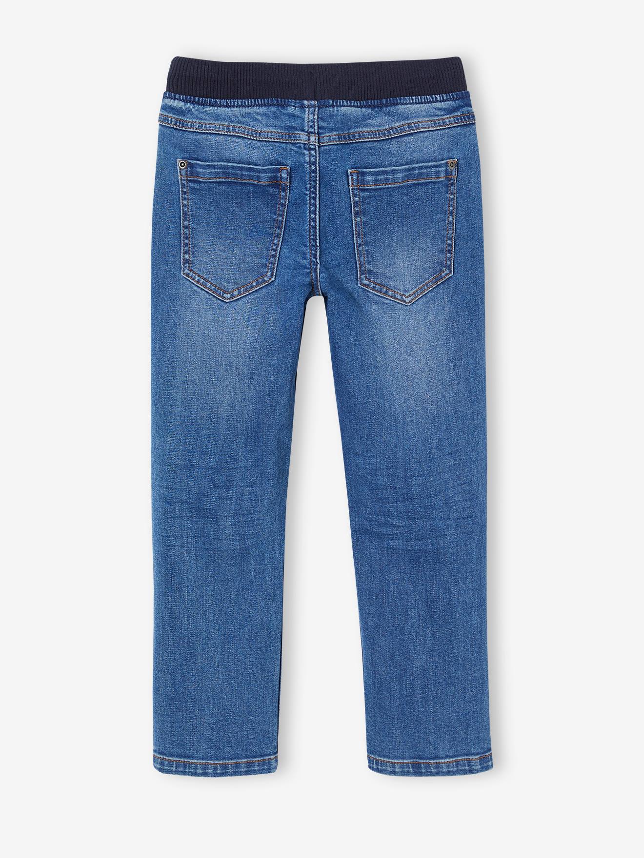 Calça jeans reta indestrutível para meninos (cor pedra)