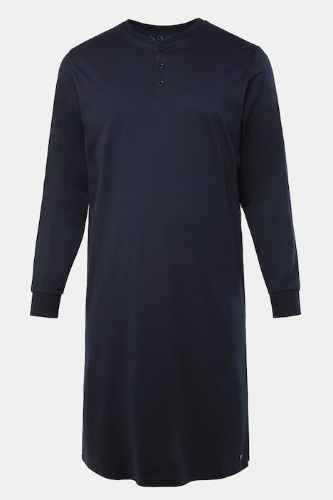 Nachthemd, Langarm, Henley, bis 8 XL