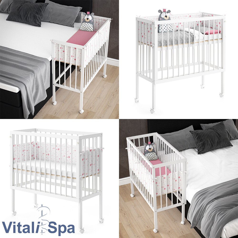 Beistellbett SOPHIE Weiß Babybett Stillbett Stubenbett Nestchen Boxspringbett 2 Seitenteile