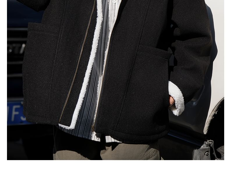 YERGO - Fleece reverskraag rits oversized jas