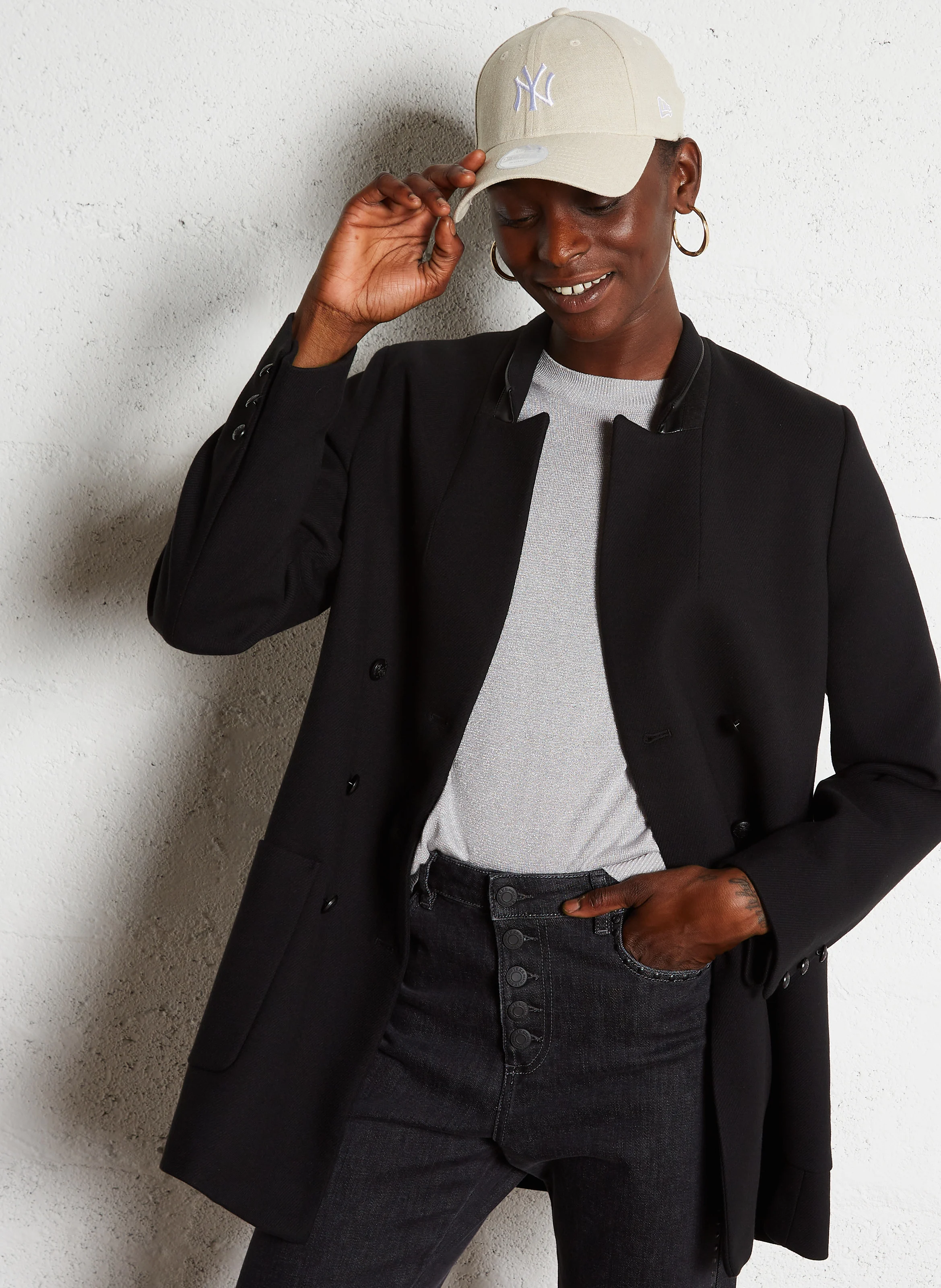 Caban col tailleur droit | Noir