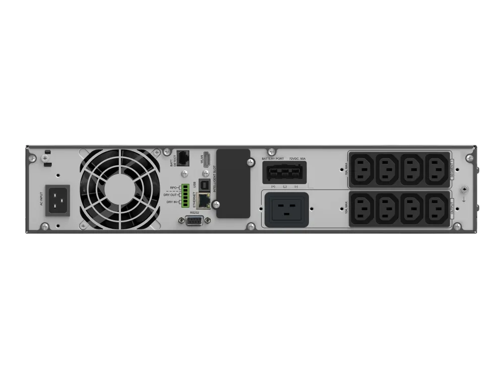 PowerWalker VFI 3000 ICR IoT - UPS (stativ-monterbar / ekstern) - 3000 Watt - 3000 VA - 9 At - RS-232, USB, Ethernet - output-stikforbindelser: 9