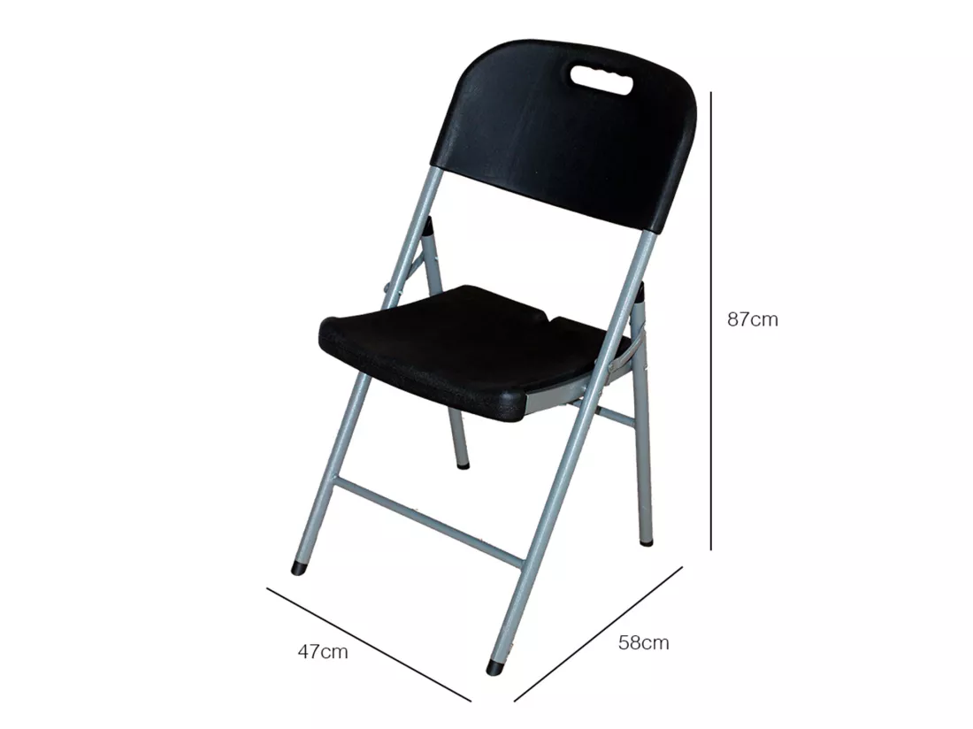Chaise pliante avec poignée noire 47x58x87cm 7house