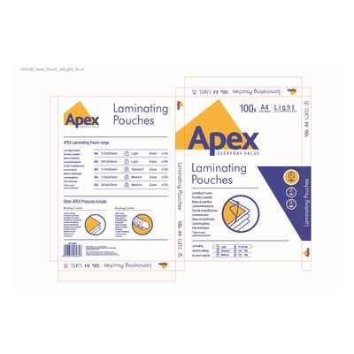 Fellowes Apex - 100 pochettes de plastifications A4 (216 x 303 mm) - 80 microns