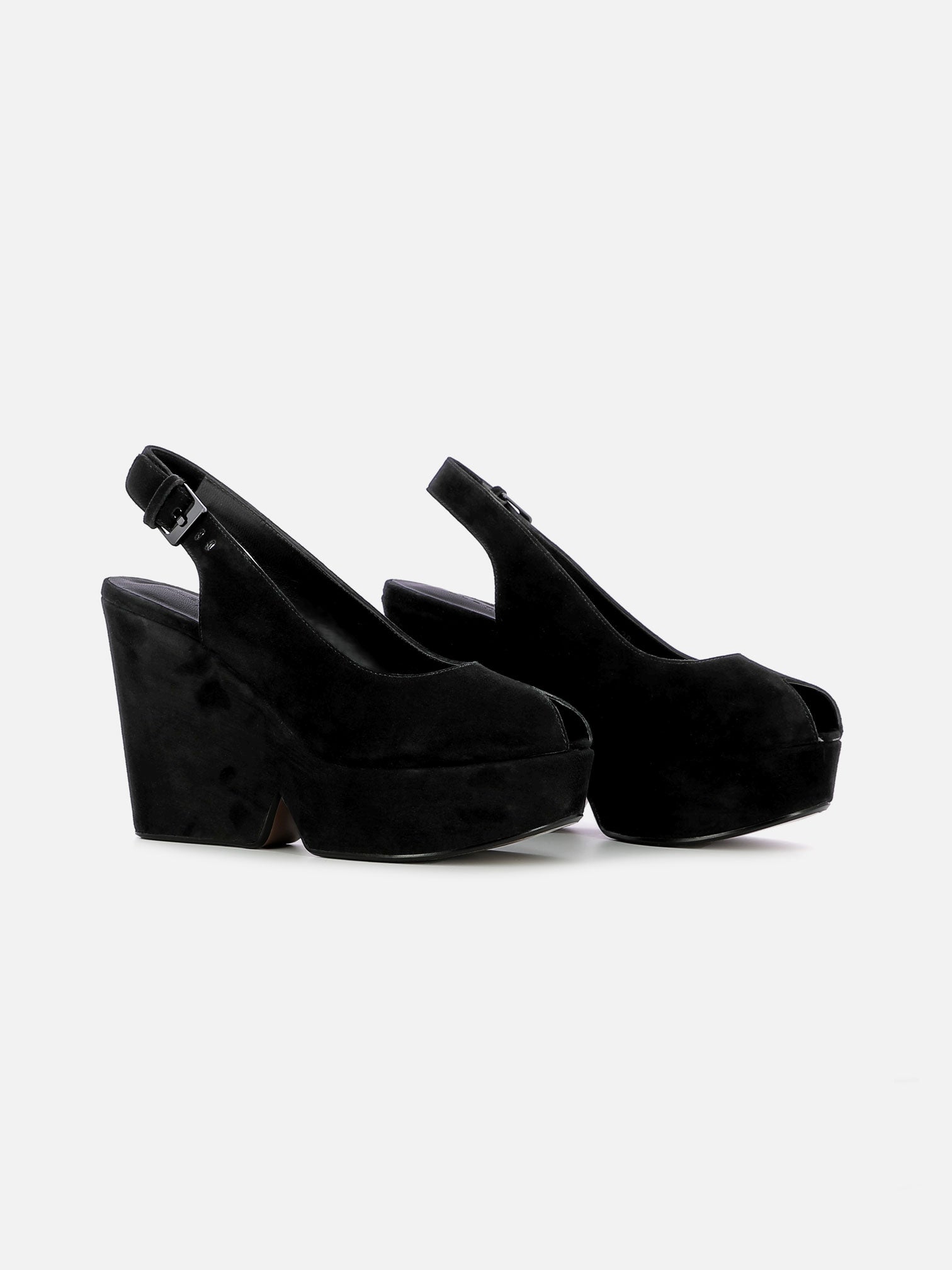 WEDGES - DYLAN wedges, suede goatskin black