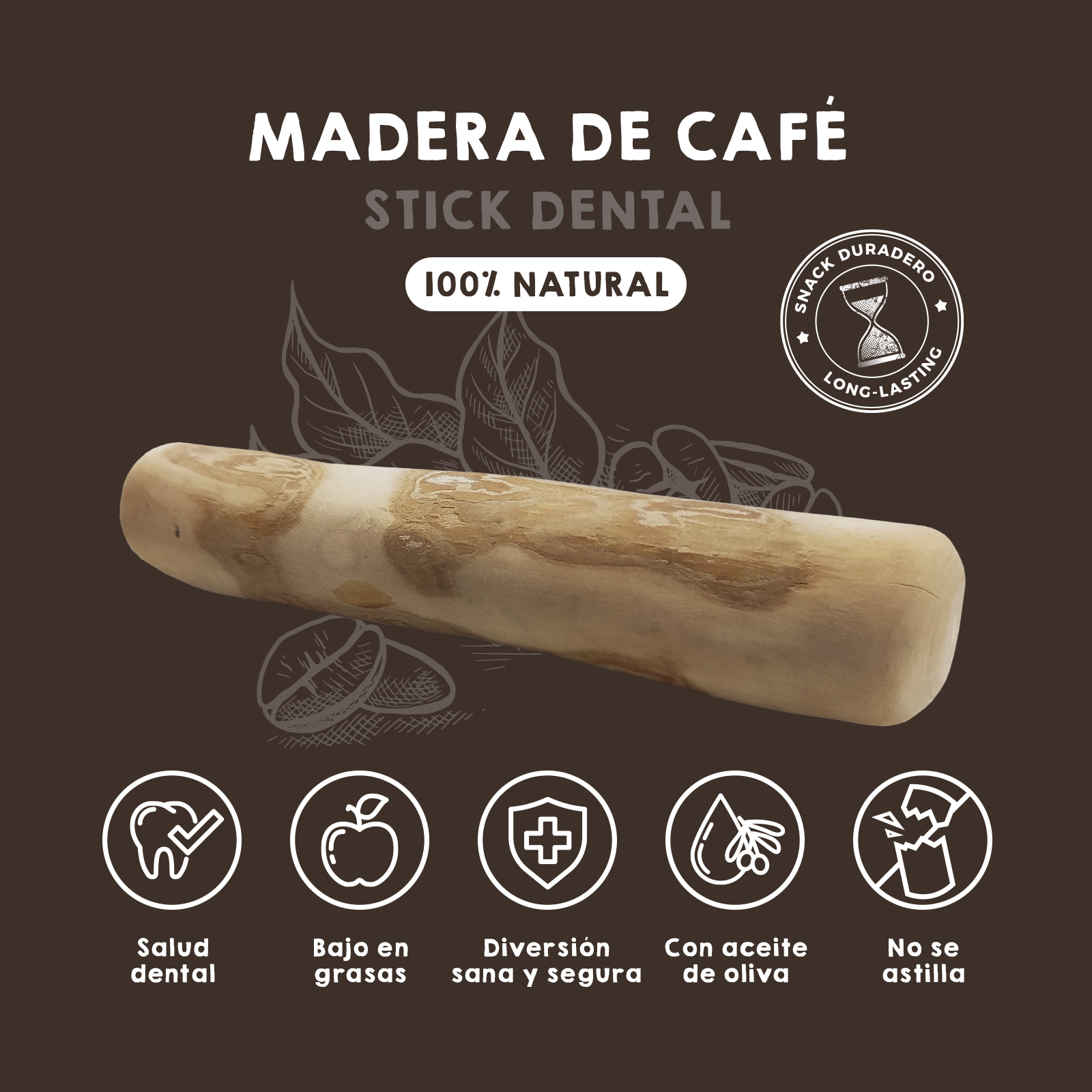 Brinquedo para cães feito de madeira de café natural